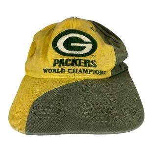 1990s NFL World Champions Snap Back Embroidered Logo Green Bay Packers Hat OSFA